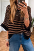 Southern Belle Striped Slouchy Knit Short Sleeve Sweater