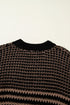 Southern Belle Striped Slouchy Knit Short Sleeve Sweater