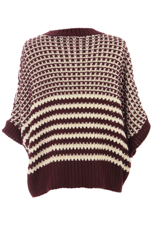 Southern Belle Striped Slouchy Knit Short Sleeve Sweater