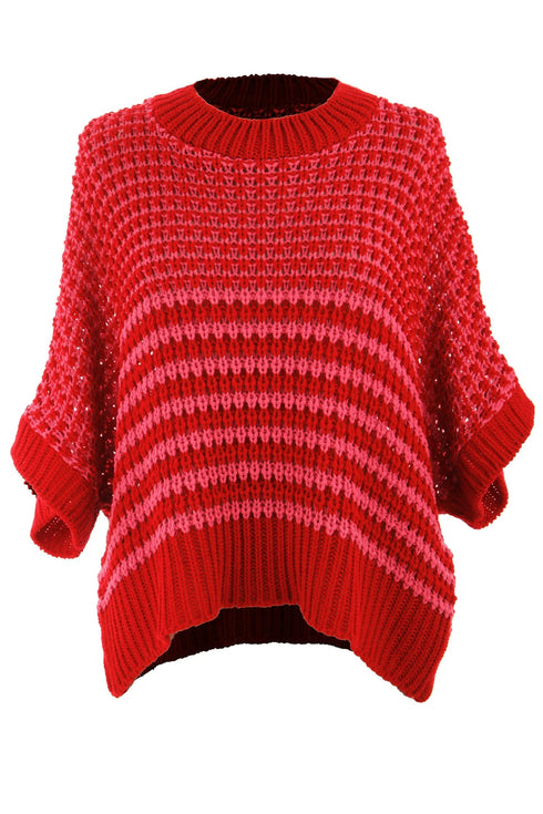 Southern Belle Striped Slouchy Knit Short Sleeve Sweater