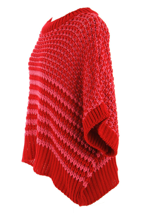 Southern Belle Striped Slouchy Knit Short Sleeve Sweater