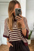 Southern Belle Striped Slouchy Knit Short Sleeve Sweater