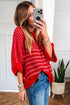 Southern Belle Striped Slouchy Knit Short Sleeve Sweater