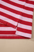 Southern Belle Striped Split V Neck T Shirt