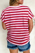 Southern Belle Striped Split V Neck T Shirt