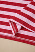 Southern Belle Striped Split V Neck T Shirt