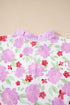 Southern Belle Striped Trim Frilled Neck Mini Floral Dress