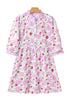 Southern Belle Striped Trim Frilled Neck Mini Floral Dress