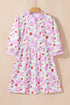 Southern Belle Striped Trim Frilled Neck Mini Floral Dress