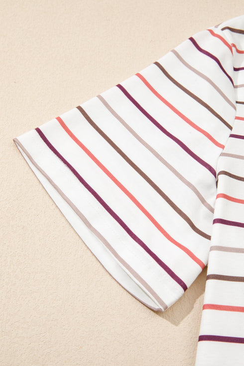 Southern Belle Striped V Neck Patterned Tee