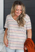 Southern Belle Striped V Neck Patterned Tee