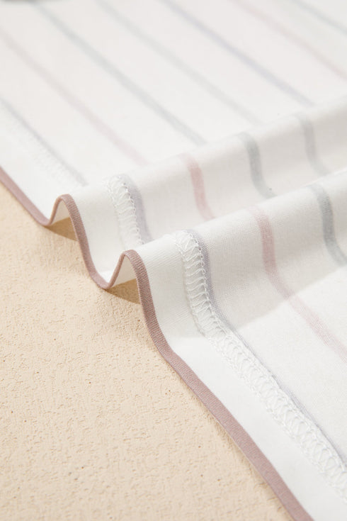 Southern Belle Striped V Neck Patterned Tee