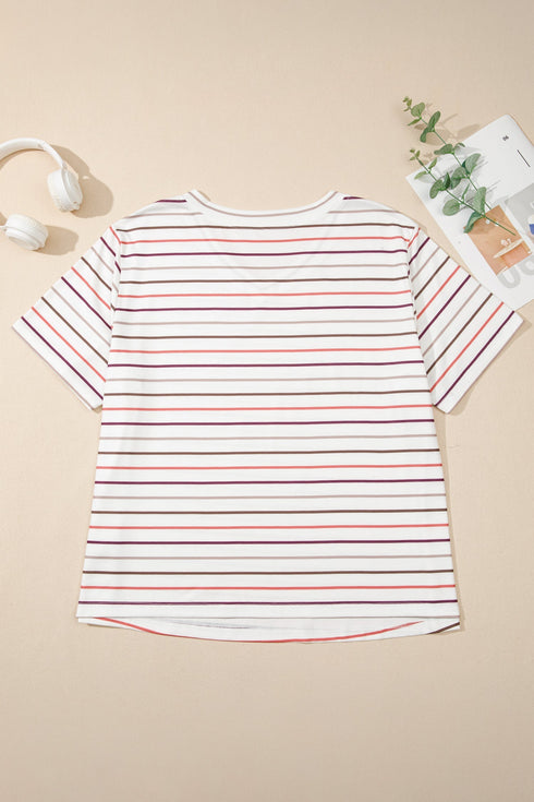 Southern Belle Striped V Neck Patterned Tee