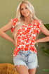 Southern Belle Style Floral Print Ruffle Sleeve Top