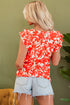 Southern Belle Style Floral Print Ruffle Sleeve Top