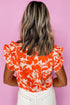 Southern Belle Style Floral Print Ruffle Sleeve Top