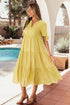 Southern Belle Textured Bow Tie Tiered Midi Dress