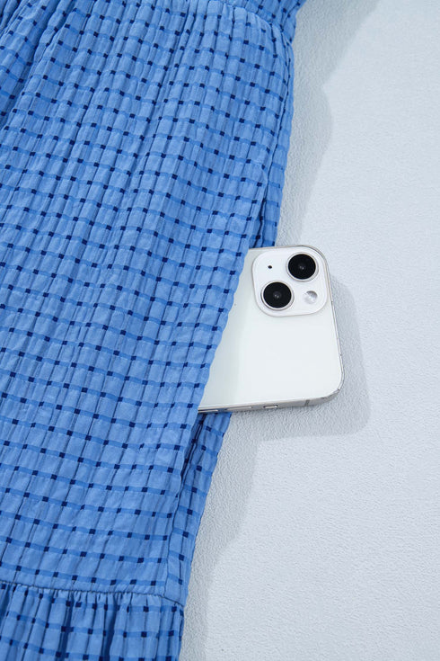 Southern Belle Textured Bow Tie Tiered Midi Dress