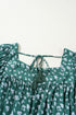 Southern Belle Textured Floral Print Square Neck Ruffled Blouse