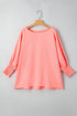 Southern Belle Textured Shirred Cuff Half Sleeve Blouse