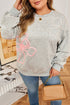 Southern Belle Thread Embroidered Drop Shoulder Round Neck Sweatshirt