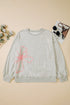Southern Belle Thread Embroidered Drop Shoulder Round Neck Sweatshirt