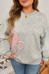 Southern Belle Thread Embroidered Drop Shoulder Round Neck Sweatshirt