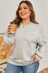 Southern Belle Thread Embroidered Drop Shoulder Round Neck Sweatshirt