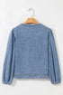 Southern Belle Tie Front Puff Sleeve Denim Blouse