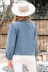Southern Belle Tie Front Puff Sleeve Denim Blouse
