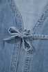 Southern Belle Tie Front Puff Sleeve Denim Blouse