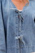 Southern Belle Tie Front Puff Sleeve Denim Blouse