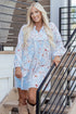 Southern Belle Tie Neck Three Quarter Sleeve Floral Dress