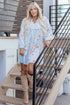 Southern Belle Tie Neck Three Quarter Sleeve Floral Dress