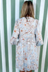 Southern Belle Tie Neck Three Quarter Sleeve Floral Dress