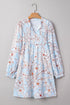 Southern Belle Tie Neck Three Quarter Sleeve Floral Dress