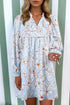 Southern Belle Tie Neck Three Quarter Sleeve Floral Dress