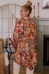 Southern Belle Vintage Print Long Sleeve Ruffle Mini Floral Dress