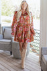Southern Belle Vintage Print Long Sleeve Ruffle Mini Floral Dress