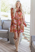 Southern Belle Vintage Print Long Sleeve Ruffle Mini Floral Dress