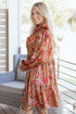 Southern Belle Vintage Print Long Sleeve Ruffle Mini Floral Dress