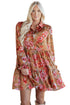 Southern Belle Vintage Print Long Sleeve Ruffle Mini Floral Dress
