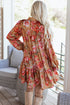 Southern Belle Vintage Print Long Sleeve Ruffle Mini Floral Dress