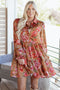 Southern Belle Vintage Print Long Sleeve Ruffle Mini Floral Dress