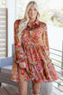 Southern Belle Vintage Print Long Sleeve Ruffle Mini Floral Dress