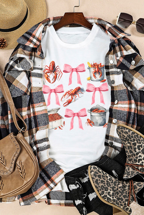 Southern Crawfish And Bows Graphic Short Sleeve Tee