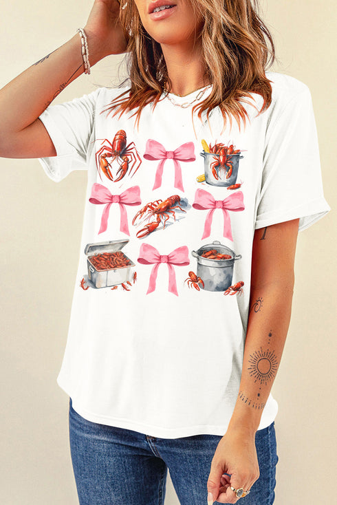 Southern Crawfish And Bows Graphic Short Sleeve Tee