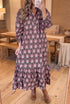 Southern Floral Print Button Front Ruffle Hem Midi Dress