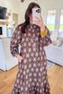 Southern Floral Print Button Front Ruffle Hem Midi Dress