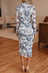 Southern Floral Print Long Sleeve Bodycon Sheath Midi Dress